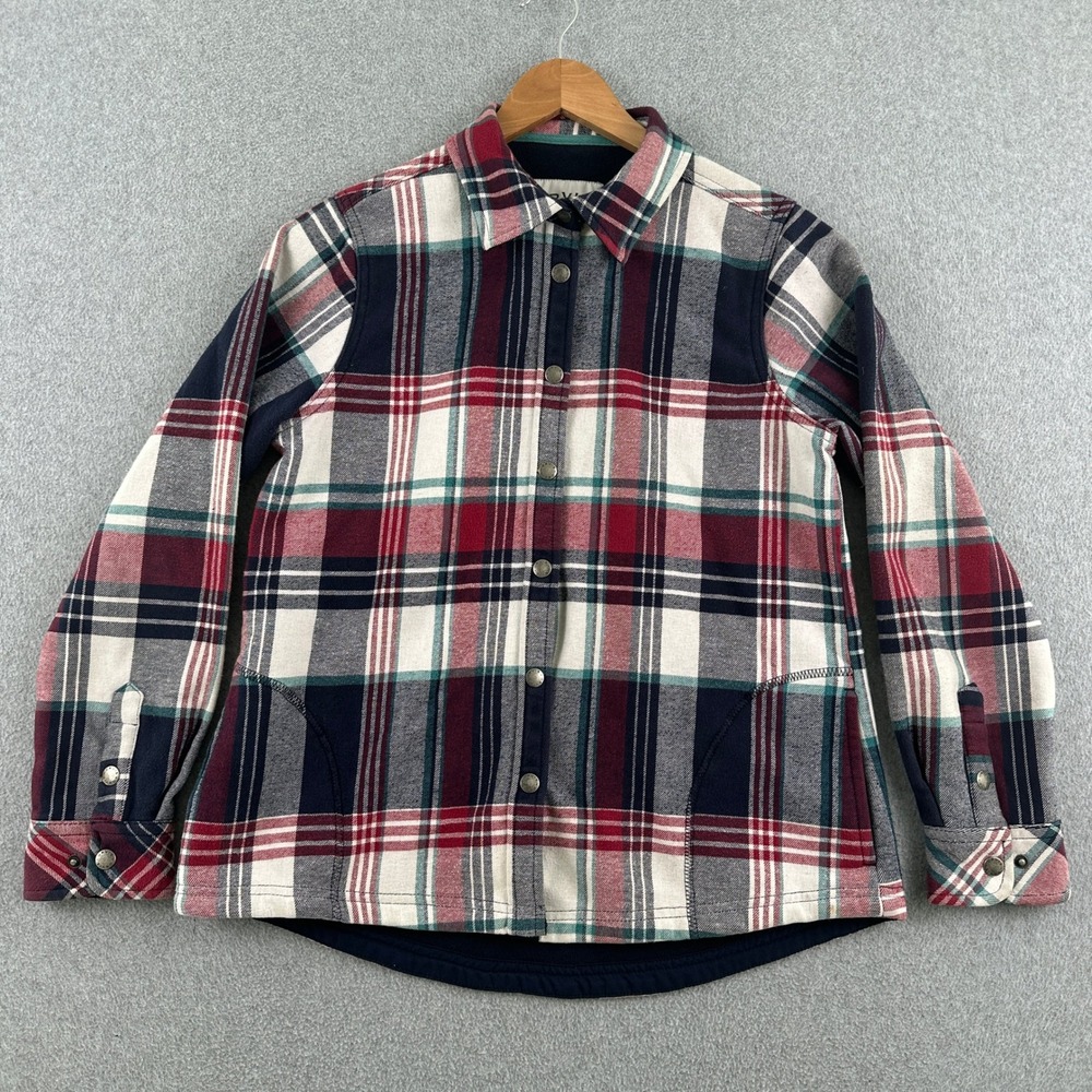 Orvis Shirt Jacket Womens M Multicolor‎ Plaid Fleece Lined Snap Front